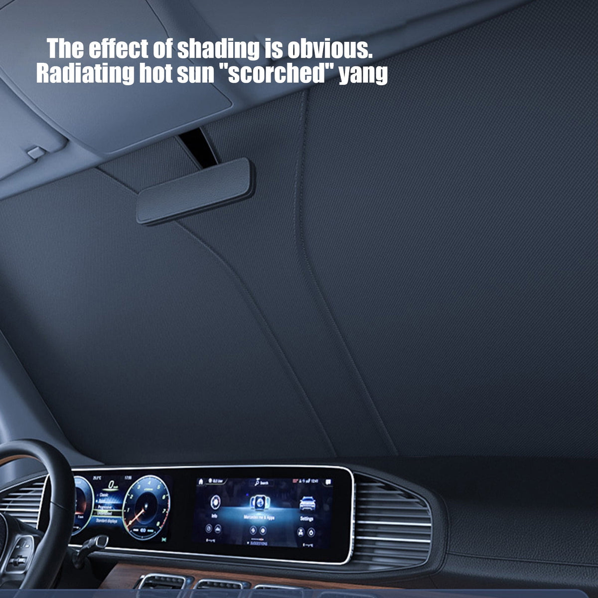 Foldable Reflective Windshield Sunshade, 55 x 27.5 in, with Storage Pouch - Image 6
