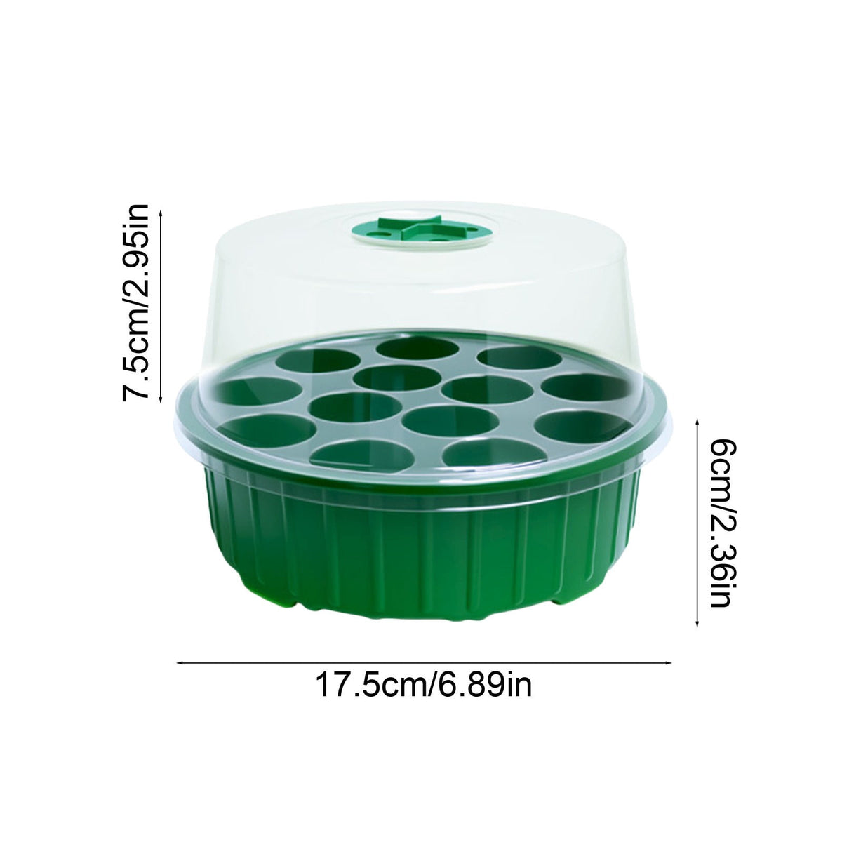 Seed Starter Tray with Clear Humidity Dome and Adjustable Vents, 13 Cells, Green - Image 3