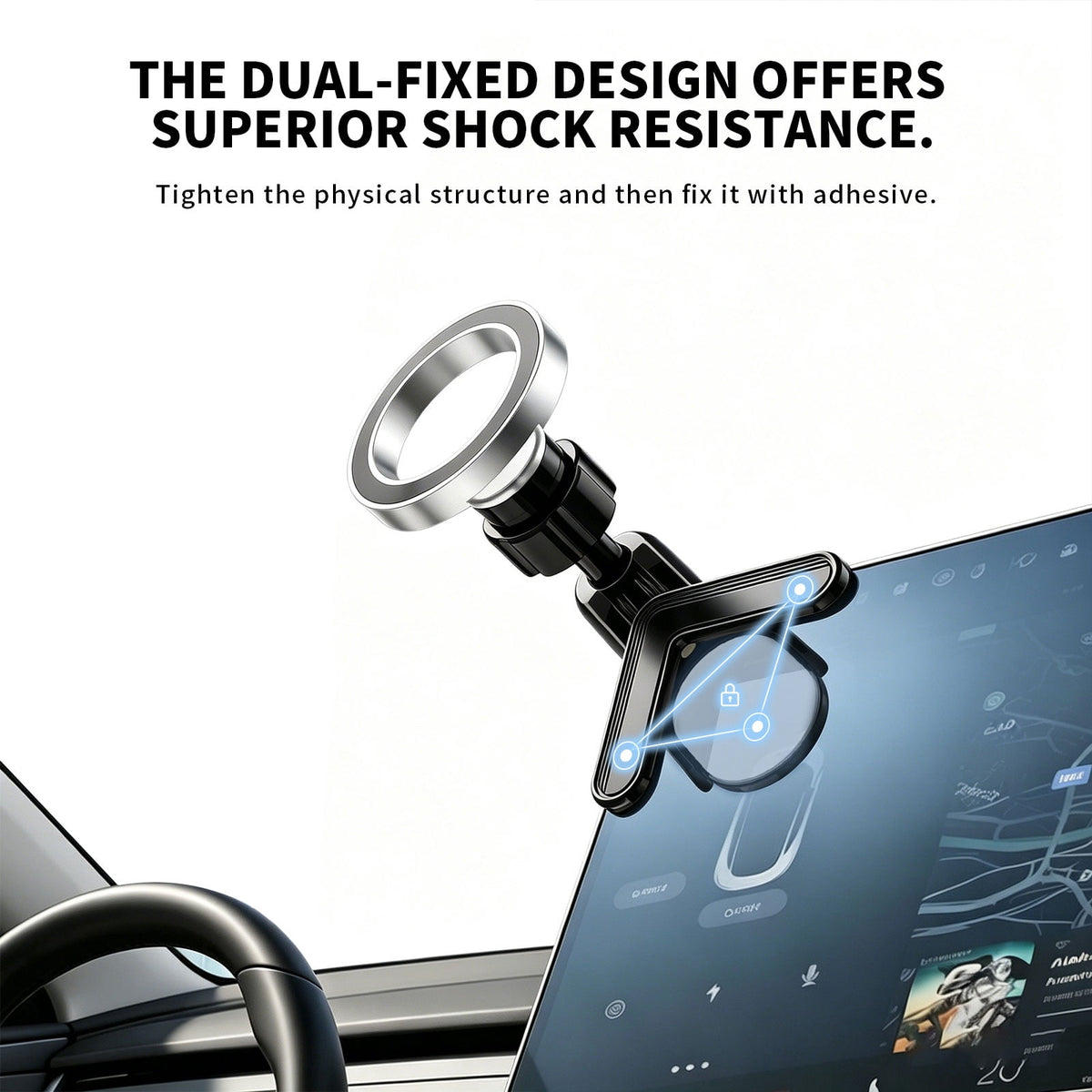 Magnetic Phone Mount for Center Touchscreen Displays, Black and Silver - Image 6