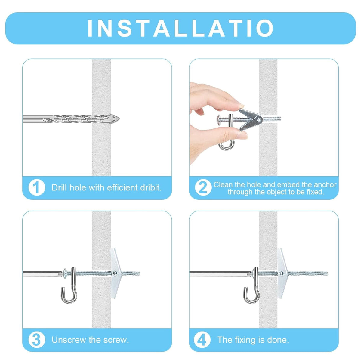Toggle Bolt Drywall Anchors, 1/8 in Metal Butterfly Anchors, 50 Pieces - Image 4