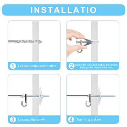 Toggle Bolt Drywall Anchors, 1/8 in Metal Butterfly Anchors, 50 Pieces - Image 4