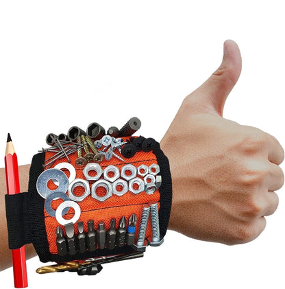 Magnetic Tool Wristband for Screws, Nails and Bits with 15 Magnets and 2 Pockets - Image 2