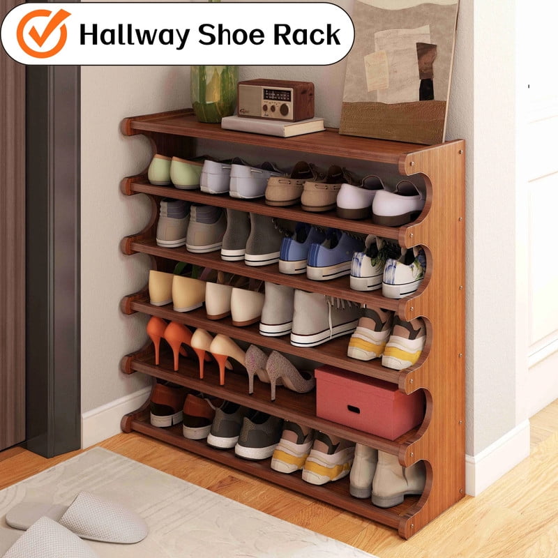 Six-Tier Bamboo Shoe Rack, Tall Freestanding Entryway Shelf - Image 5