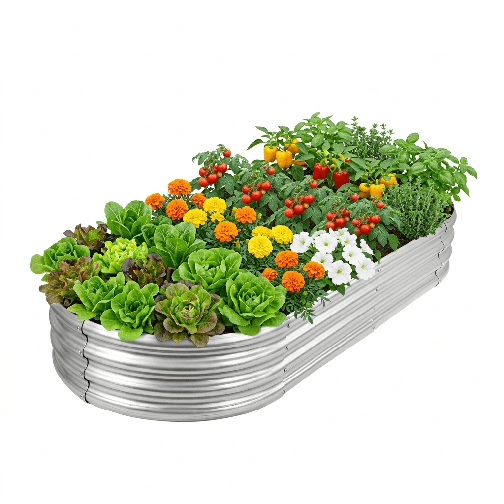 Oval Galvanized Steel Raised Garden Bed, 5 ft, 60 x 29 x 11 in, Silver - Image 2