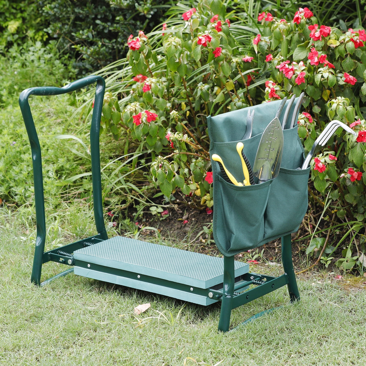 Folding Garden Kneeler and Seat with Foam Pad and Tool Pouch - Image 2