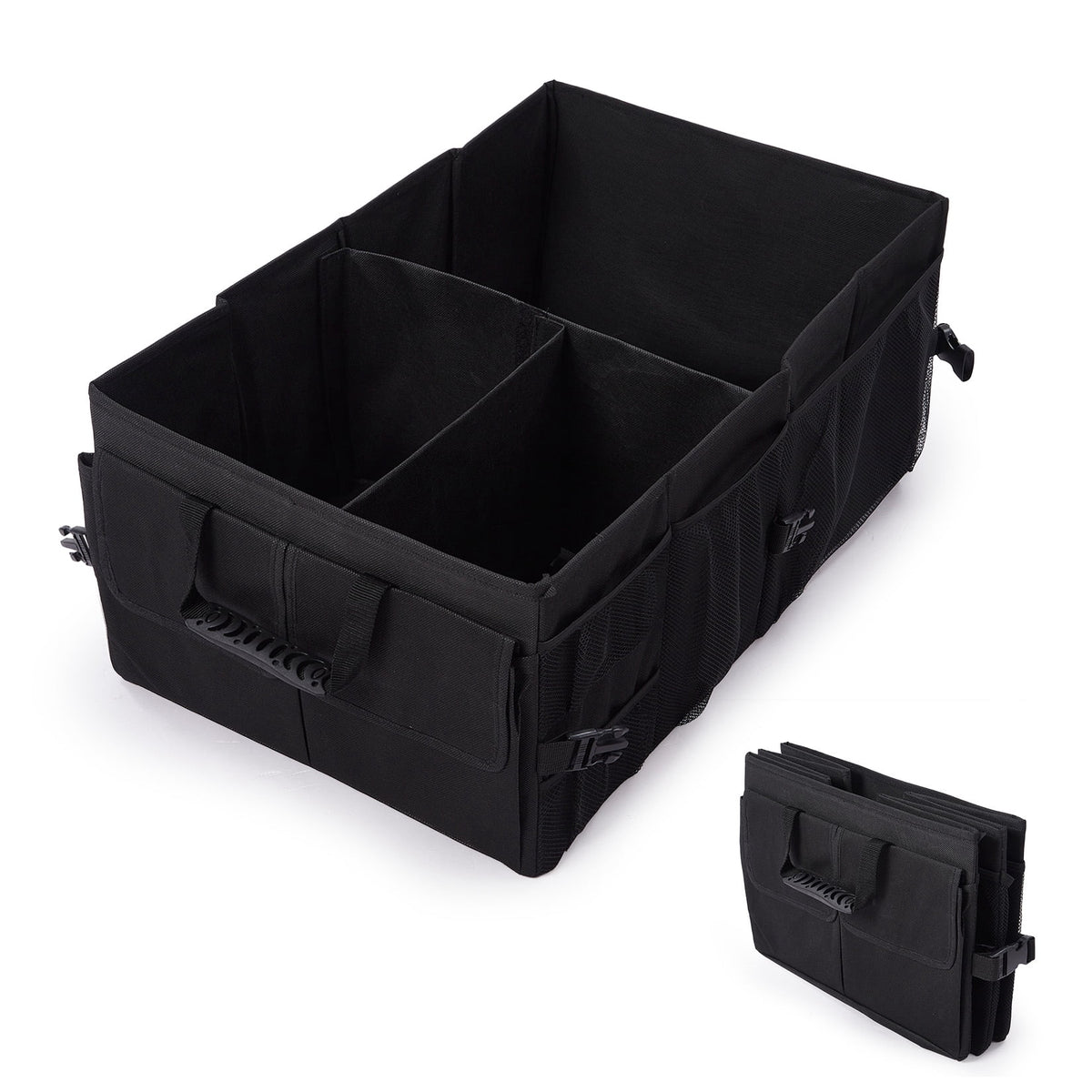 Collapsible Car Trunk Organizer, 24 x 15 x 10 in Black Polyester Storage Bin