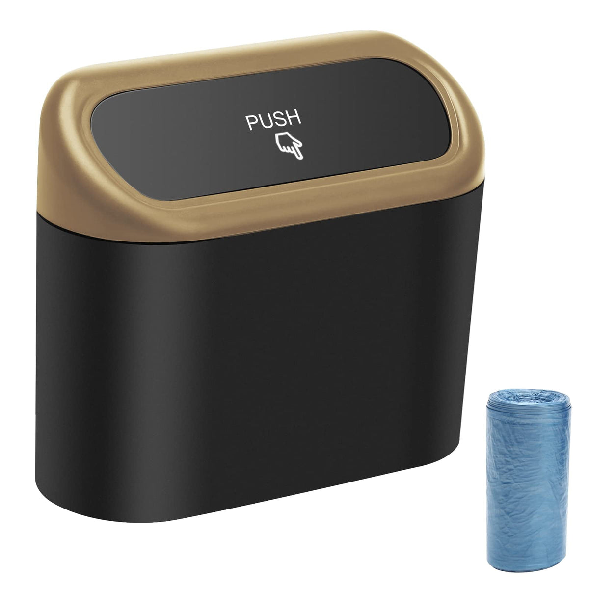 Mini Hanging Car Trash Can with Pop-Up Lid and 30 Bags, Yellow