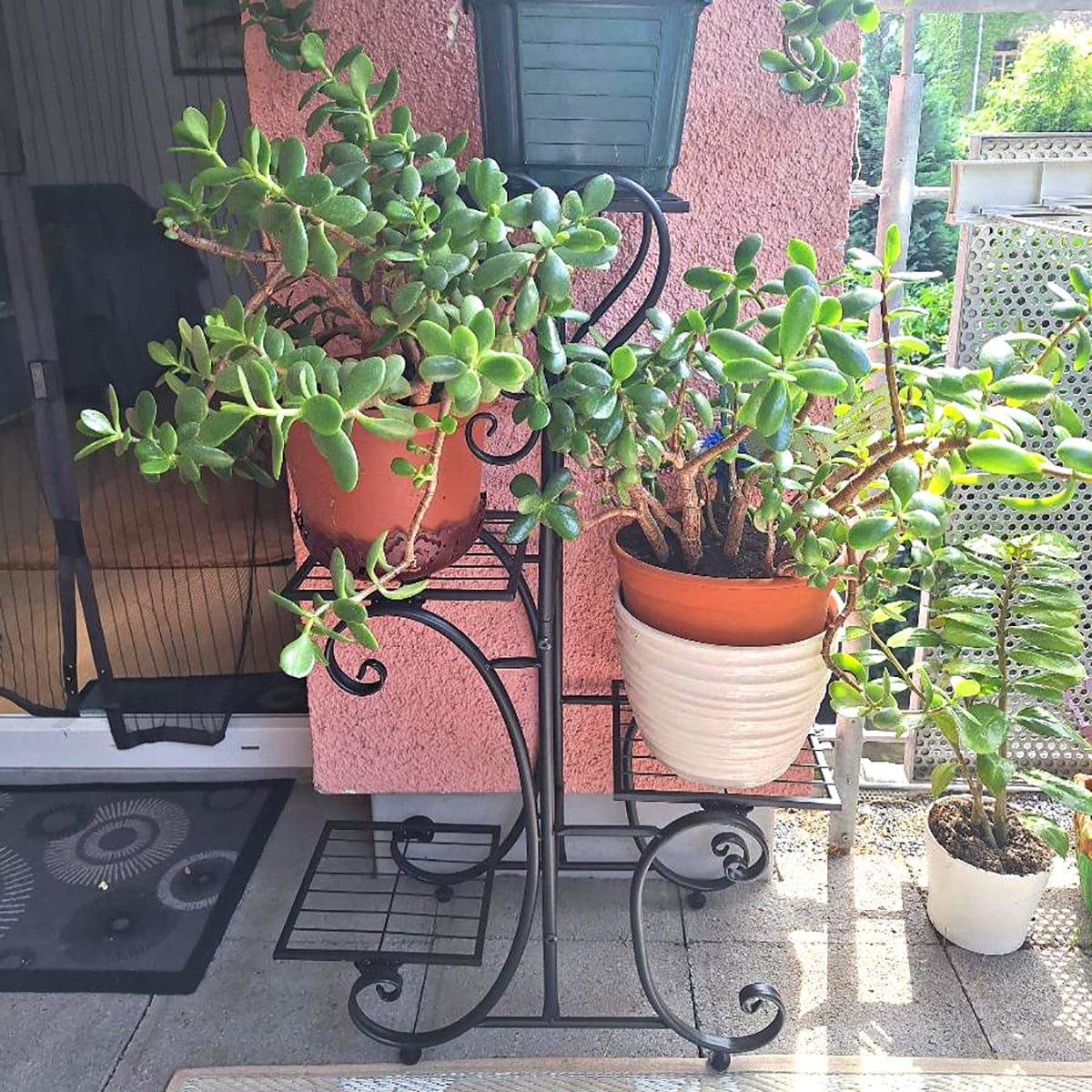 Four-Tier Black Metal Plant Stand, 35-Inch Indoor and Outdoor Shelf - Image 6