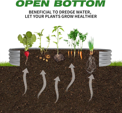 Oval Galvanized Steel Raised Garden Bed, 5 ft, 60 x 29 x 11 in, Silver - Image 5