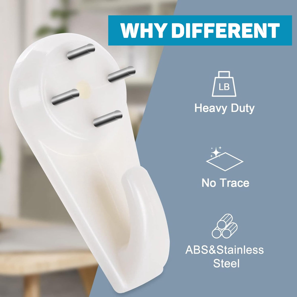 Invisible Picture Hangers for Hard Walls, 25 lb No-Drill Hooks with Level, Pack of 50 - Image 2