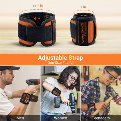 Magnetic Tool Wristband for Screws, Nails and Bits with 15 Magnets and 2 Pockets - Image 5