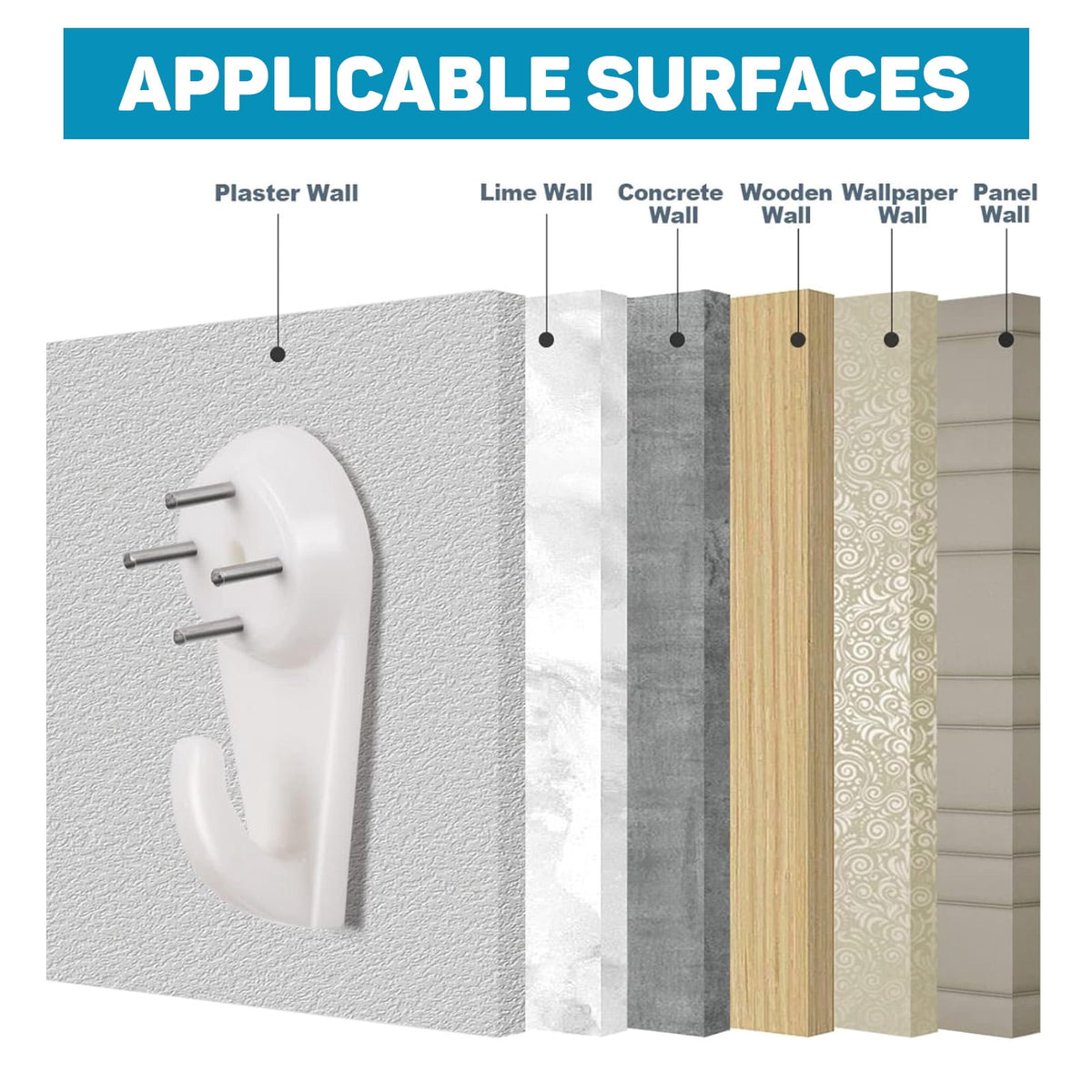 Invisible Picture Hangers for Hard Walls, 25 lb No-Drill Hooks with Level, Pack of 50 - Image 6
