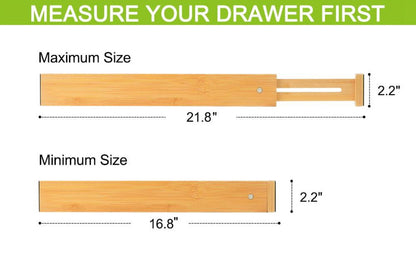 Adjustable Bamboo Drawer Dividers, 17-22 in Expandable Organizers, Set of 4 - Image 4