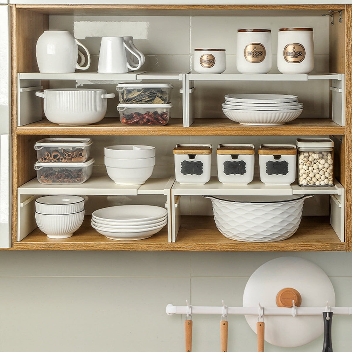 Expandable Kitchen Cabinet Shelf Organizer, Adjustable Tiered Storage Rack - Image 6