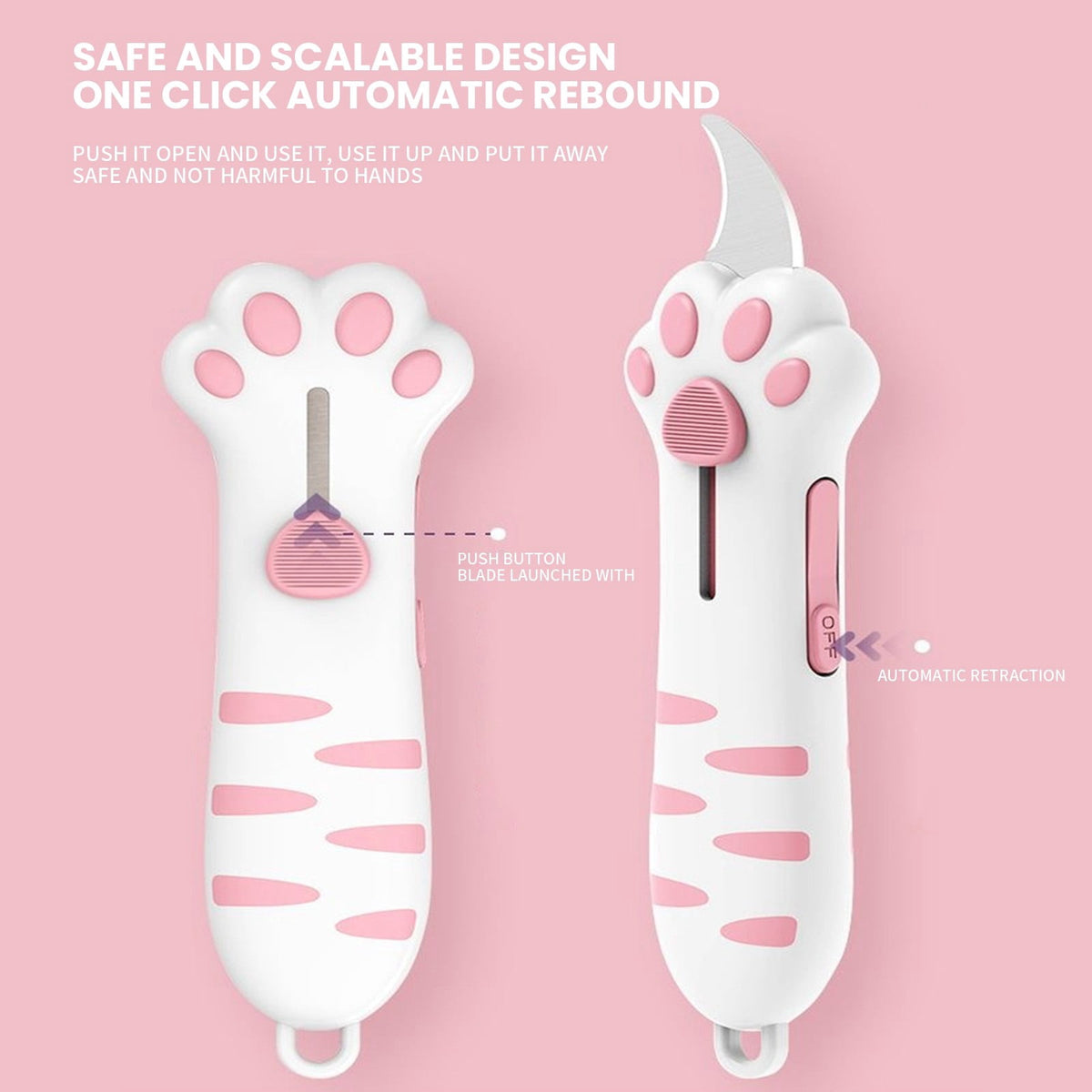 Retractable Cat Paw Utility Knife, Slim Box Cutter for Desk and Office - Image 4