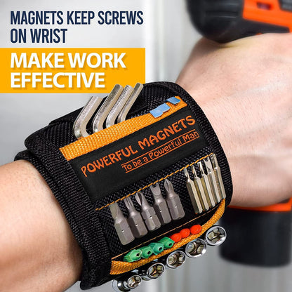 Magnetic Tool Wristband for Screws, Nails and Bits with 15 Magnets and 2 Pockets - Image 3