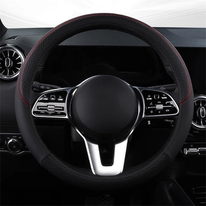 Breathable Fabric Steering Wheel Cover, Elastic No-Ring Design for 14.5-15 in Wheels - Image 4