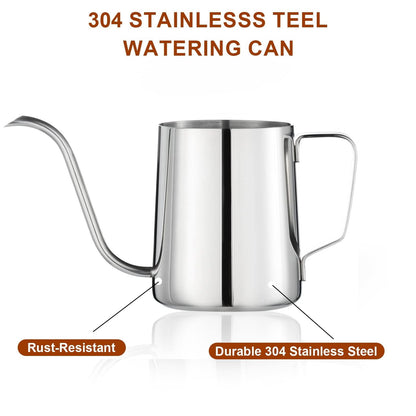 Small Stainless Steel Indoor Watering Can, 12 oz with Long Narrow Spout - Image 3