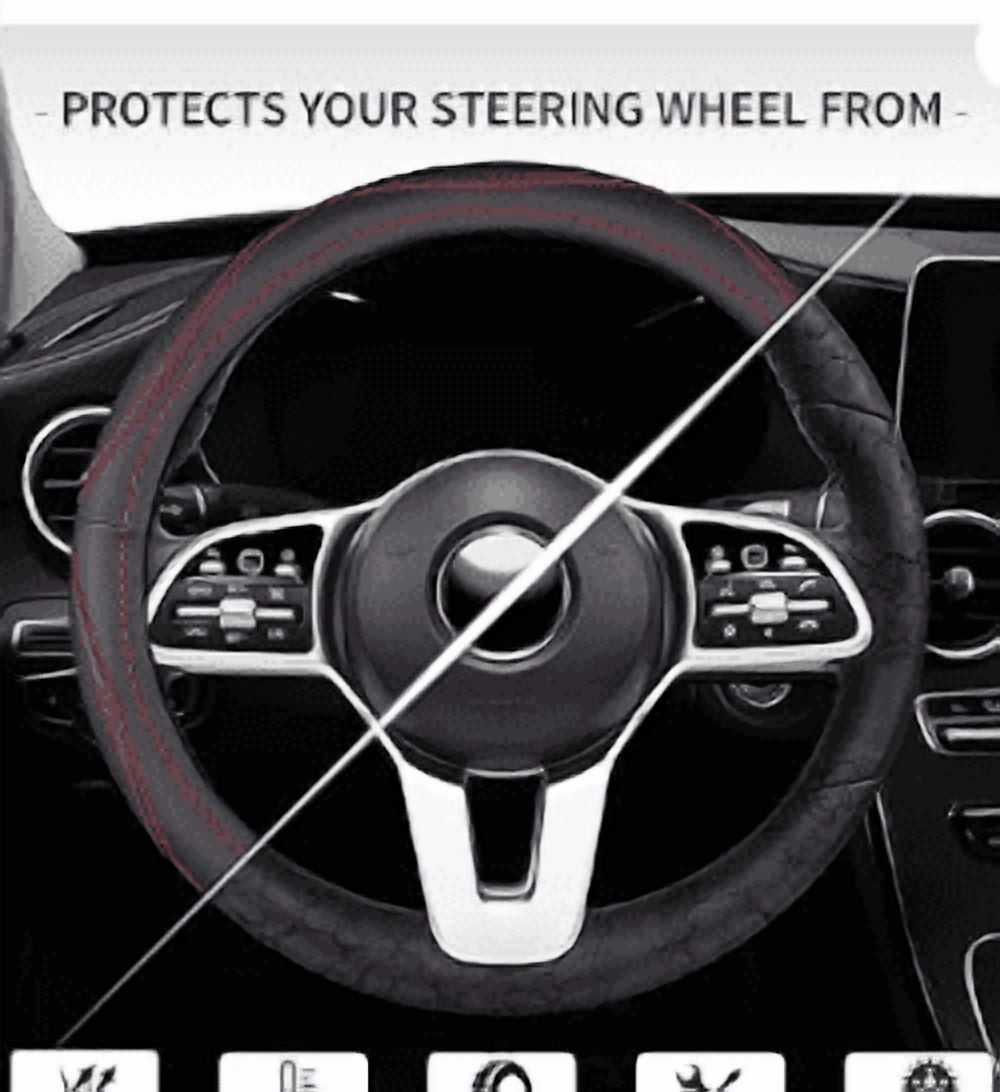 Breathable Fabric Steering Wheel Cover, Elastic No-Ring Design for 14.5-15 in Wheels - Image 2