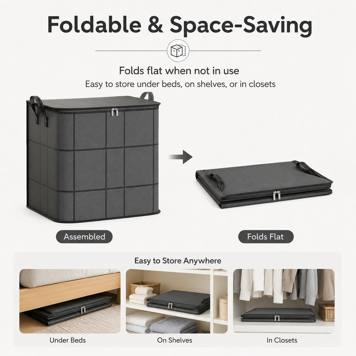 Extra-Large Foldable Storage Bags with Reinforced Handles for Bedding and Moving - Image 5