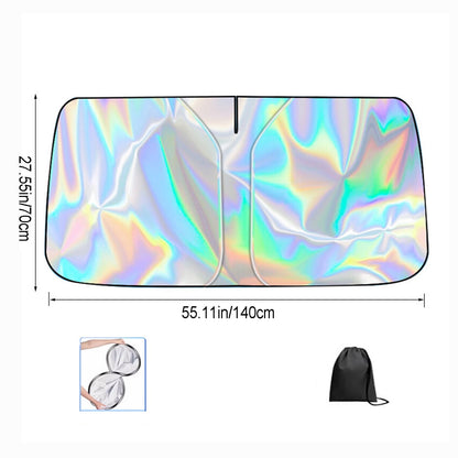 Foldable Reflective Windshield Sunshade, 55 x 27.5 in, with Storage Pouch - Image 3
