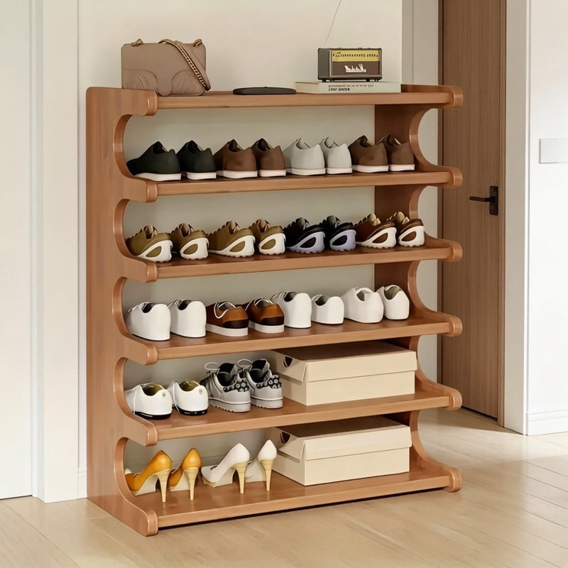 Six-Tier Bamboo Shoe Rack, Tall Freestanding Entryway Shelf - Image 2