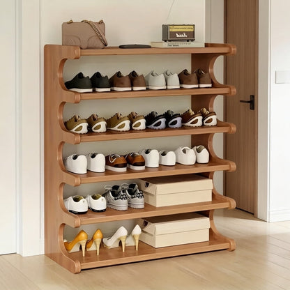 Six-Tier Bamboo Shoe Rack, Tall Freestanding Entryway Shelf - Image 2