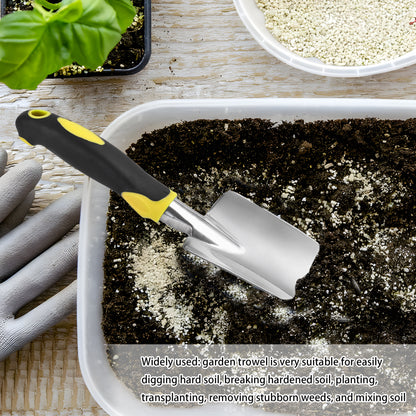 Aluminum Garden Trowel with Rubber Grip and Depth Scale, 11.8 in, Yellow - Image 3