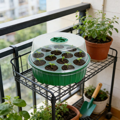 Seed Starter Tray with Clear Humidity Dome and Adjustable Vents, 13 Cells, Green - Image 6