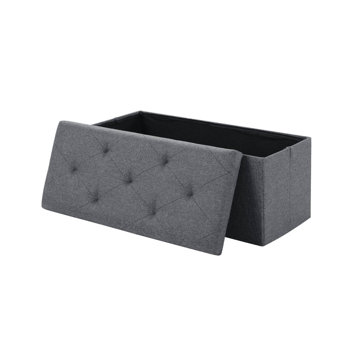 Folding Storage Ottoman Bench with Hidden Compartment, 35 in Wide, Grey