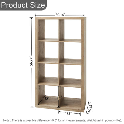 8-Cube Open-Back Storage Organizer, 29.9 x 15.4 x 57.5 in Bookshelf, Natural - Image 6