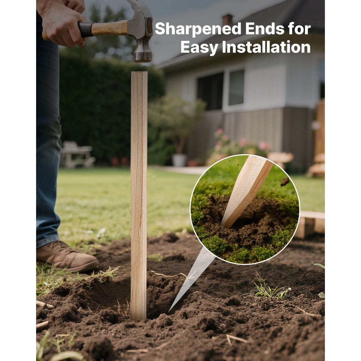 Fir Wood Garden Stakes, 48 x 0.5 x 0.69 in, Pointed, Pack of 25 - Image 4