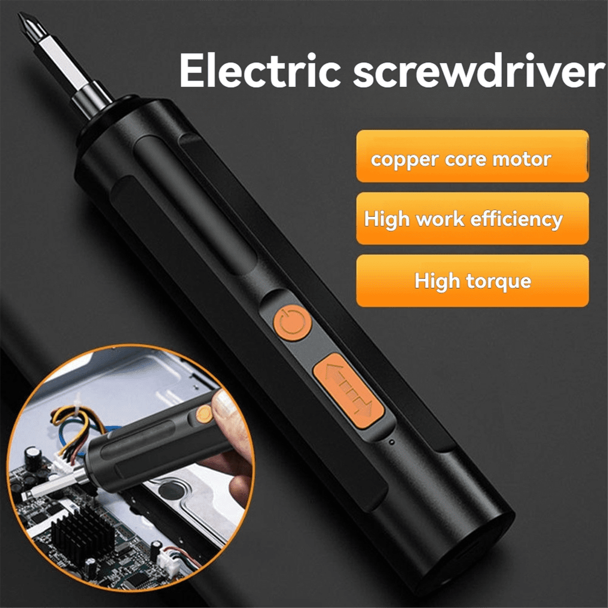 USB Rechargeable Cordless Mini Electric Screwdriver with Bit and Cable - Image 3