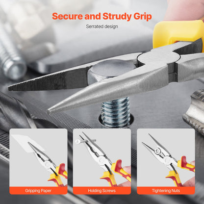 Needle Nose Pliers Set, 8-Inch and 6-Inch Carbon Steel with Soft Grips, 2-Piece - Image 5
