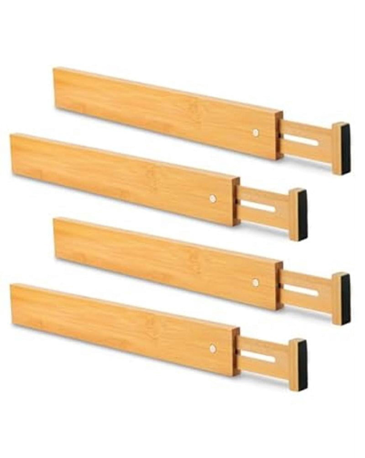 Adjustable Bamboo Drawer Dividers, 17-22 in Expandable Organizers, Set of 4