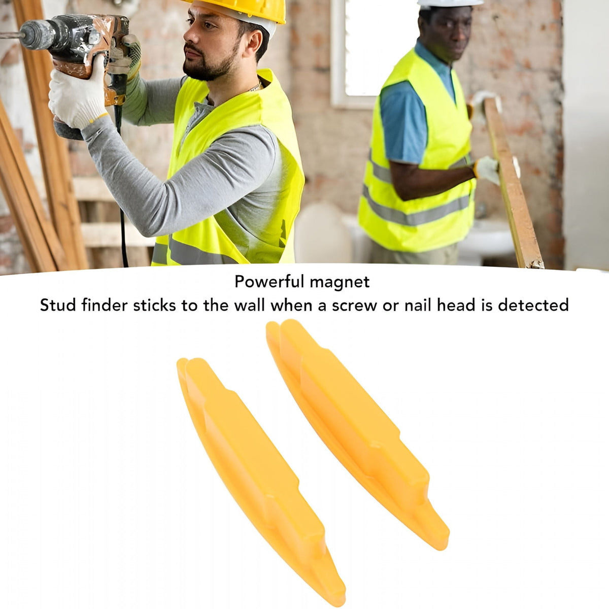 Magnetic Stud Finders, Battery-Free Screw and Nail Detectors for Drywall, Yellow, 2-Pack - Image 4