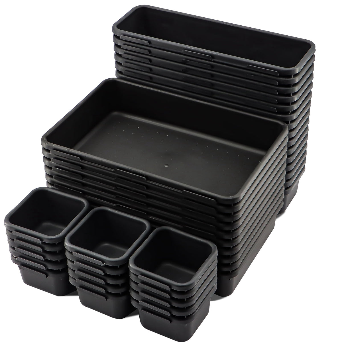 Interlocking Toolbox Drawer Organizer Trays, 3 Sizes, 40-Piece Set