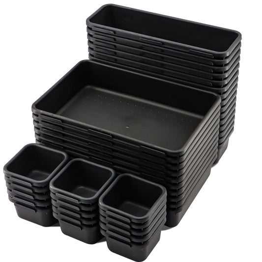 Interlocking Toolbox Drawer Organizer Trays, 3 Sizes, 40-Piece Set