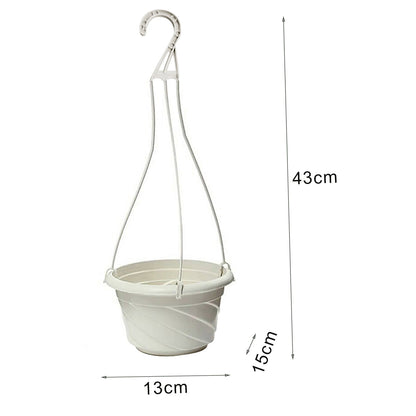 Plastic Hanging Plant Pots with Chain, White Railing and Wall Planters - Image 2