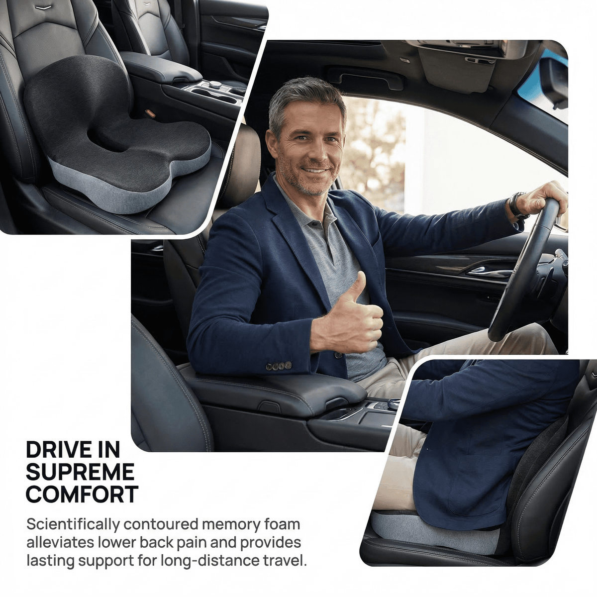 Memory Foam Seat Cushion for Car and Office Chair, Breathable L-Shaped Tailbone Support - Image 4