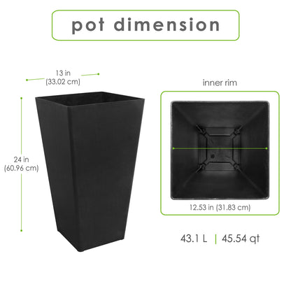 24-Inch Slate Grey Recycled Planter, Indoor and Outdoor, Set of 2 - Image 6