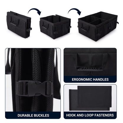Collapsible Car Trunk Organizer, 24 x 15 x 10 in Black Polyester Storage Bin - Image 5