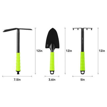 Three-Piece Garden Hand Tool Set with Trowel, Hoe and Rake - Image 6
