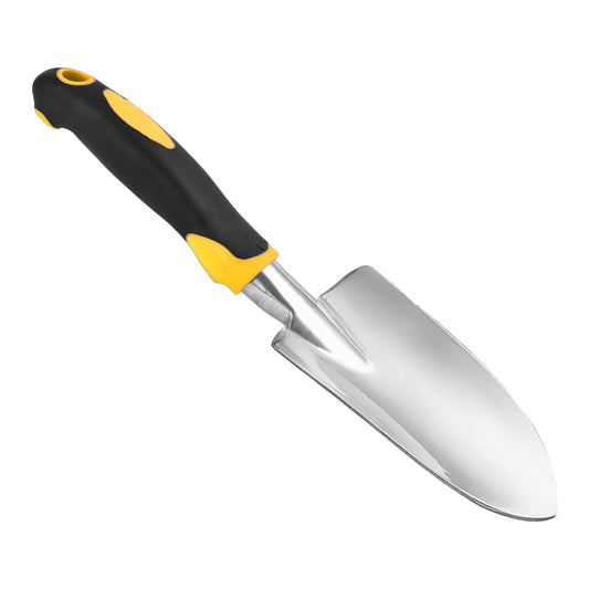 Aluminum Garden Trowel with Rubber Grip and Depth Scale, 11.8 in, Yellow