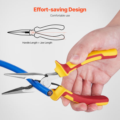 Needle Nose Pliers Set, 8-Inch and 6-Inch Carbon Steel with Soft Grips, 2-Piece - Image 4