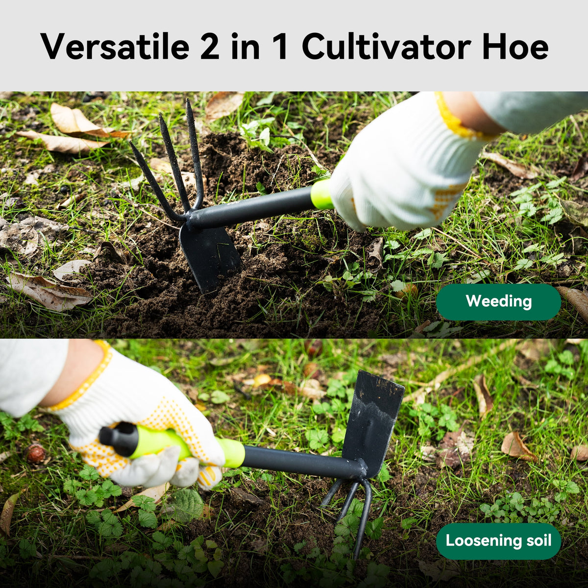 Three-Piece Garden Hand Tool Set with Trowel, Hoe and Rake - Image 3