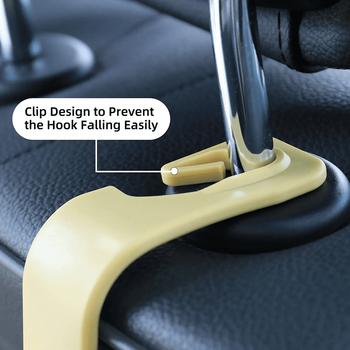 Car Headrest Hooks, Side-Opening Seat-Back Hangers for Bags, Beige, 4-Pack - Image 4
