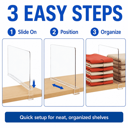 Clear Acrylic Shelf Dividers for Closet and Pantry Shelves, 6-Pack - Image 6