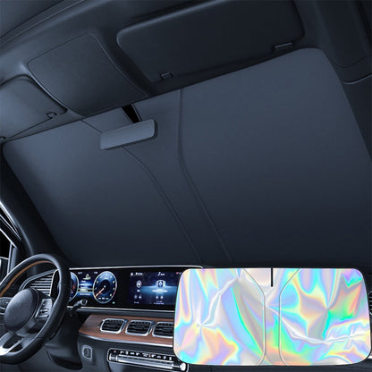 Foldable Reflective Windshield Sunshade, 55 x 27.5 in, with Storage Pouch - Image 2