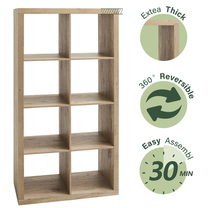 8-Cube Open-Back Storage Organizer, 29.9 x 15.4 x 57.5 in Bookshelf, Natural - Image 5